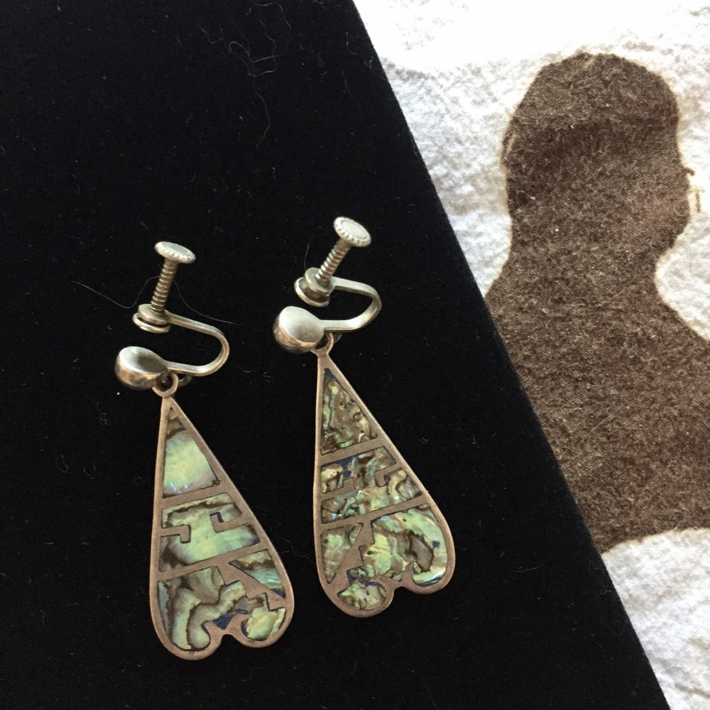 Vintage Taxco Silver Abalone Inlay